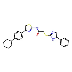 N-[4-(4-cyclohexylphenyl)-1,3-thiazol-2-yl]-2-[(5-phenyl-1H-imidazol-2-yl)sulfanyl]acetamide structure