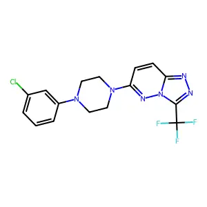 6-[4-(3-chlorophenyl)piperazino]-3-(trifluoromethyl)[1,2,4]triazolo[4,3-b]pyridazine structure
