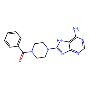 [4-(6-amino-7H-purin-8-yl)piperazin-1-yl]-phenylmethanone structure