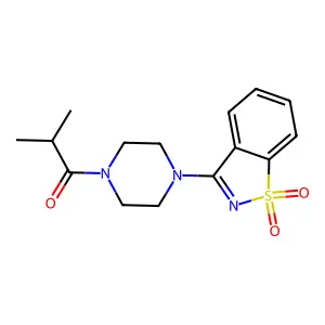 3-(4-Isobutyryl-1-piperazinyl)-1,2-benzisothiazole 1,1-dioxide structure