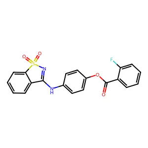 4-[(1,1-Dioxido-1,2-benzothiazol-3-yl)amino]phenyl 2-fluorobenzoate structure
