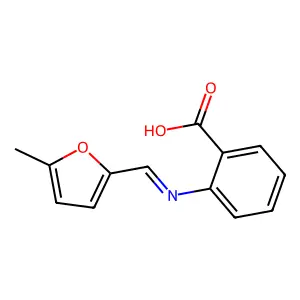 2-[[(5-Methyl-2-furanyl)methylene]amino]benzoic acid structure