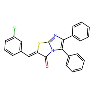 (2E)-2-(3-chlorobenzylidene)-5,6-diphenylimidazo[2,1-b][1,3]thiazol-3(2H)-one structure