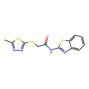 N-(1,3-benzothiazol-2-yl)-2-[(5-methyl-1,3,4-thiadiazol-2-yl)sulfanyl]acetamide structure