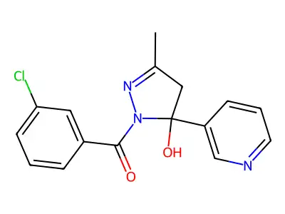 (3-chlorophenyl)-(5-hydroxy-3-methyl-5-pyridin-3-yl-4H-pyrazol-1-yl)methanone structure
