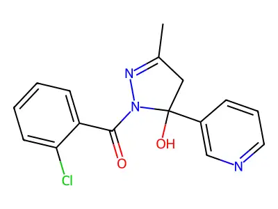 (2-chlorophenyl)-(5-hydroxy-3-methyl-5-pyridin-3-yl-4H-pyrazol-1-yl)methanone structure