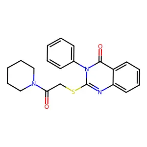 2-{[2-Oxo-2-(piperidin-1-yl)ethyl]sulfanyl}-3-phenyl-3,4-dihydroquinazolin-4-one structure