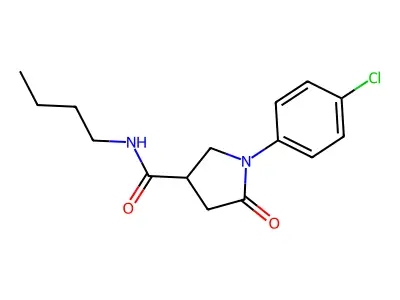 N-butyl-1-(4-chlorophenyl)-5-oxopyrrolidine-3-carboxamide structure