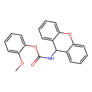 Carbamic acid, 9H-xanthen-9-yl-, 2-methoxyphenyl ester structure
