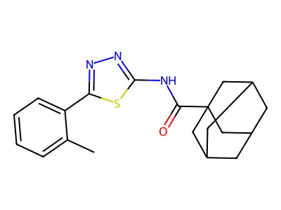 N-[5-(2-methylphenyl)-1,3,4-thiadiazol-2-yl]adamantane-1-carboxamide structure