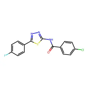 4-chloro-N-[5-(4-fluorophenyl)-1,3,4-thiadiazol-2-yl]benzamide structure