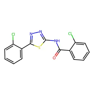 2-chloro-N-[5-(2-chlorophenyl)-1,3,4-thiadiazol-2-yl]benzamide structure