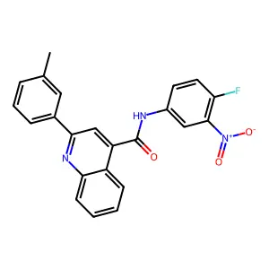 N-(4-fluoro-3-nitrophenyl)-2-(3-methylphenyl)quinoline-4-carboxamide structure