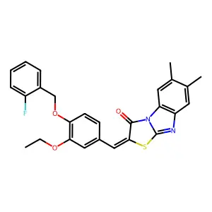 2-{3-ethoxy-4-[(2-fluorobenzyl)oxy]benzylidene}-6,7-dimethyl[1,3]thiazolo[3,2-a]benzimidazol-3(2H)-one structure