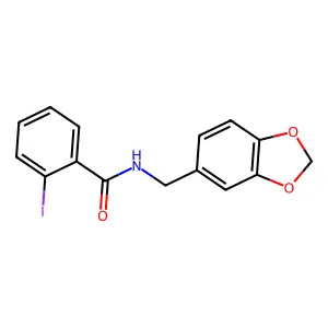 N-(1,3-benzodioxol-5-ylmethyl)-2-iodobenzamide structure