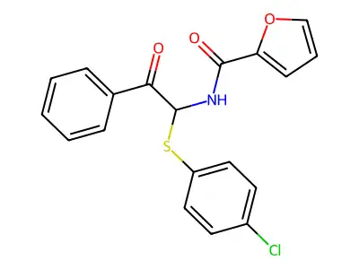 N-{1-[(4-chlorophenyl)sulfanyl]-2-oxo-2-phenylethyl}furan-2-carboxamide structure
