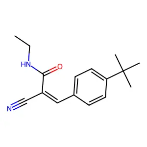 (E)-3-(4-tert-butylphenyl)-2-cyano-N-ethylprop-2-enamide structure