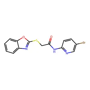 2-(1,3-benzoxazol-2-ylsulfanyl)-N-(5-bromopyridin-2-yl)acetamide structure
