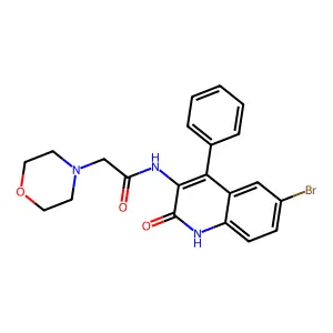 N-(6-bromo-2-oxo-4-phenyl-1,2-dihydroquinolin-3-yl)-2-morpholinoacetamide structure