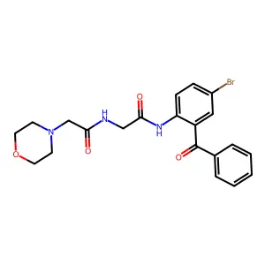 N-[(2-Benzoyl-4-bromo-phenylcarbamoyl)-methyl]-2-morpholin-4-yl-acetamide structure