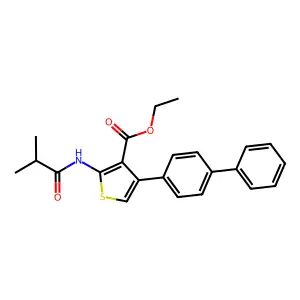 Ethyl 2-(2-methylpropanoylamino)-4-(4-phenylphenyl)thiophene-3-carboxylate structure