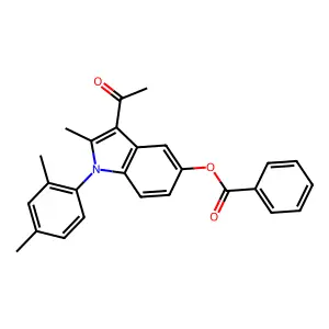 3-acetyl-1-(2,4-dimethylphenyl)-2-methyl-1H-indol-5-yl benzoate structure