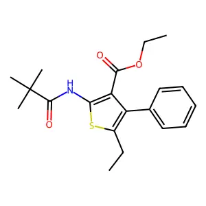 Ethyl 2-(2,2-dimethylpropanoylamino)-5-ethyl-4-phenylthiophene-3-carboxylate structure