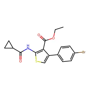 Ethyl 4-(4-bromophenyl)-2-(cyclopropanecarboxamido)thiophene-3-carboxylate structure