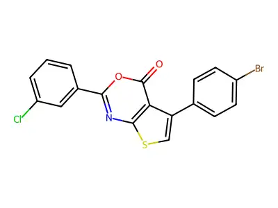 5-(4-bromophenyl)-2-(3-chlorophenyl)-4H-thieno[2,3-d][1,3]oxazin-4-one structure