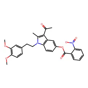 3-acetyl-1-[2-(3,4-dimethoxyphenyl)ethyl]-2-methyl-1H-indol-5-yl 2-nitrobenzoate structure