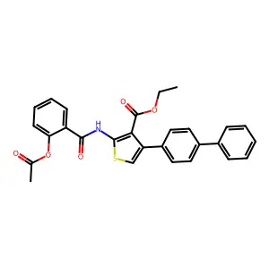 Ethyl 2-[(2-acetyloxybenzoyl)amino]-4-(4-phenylphenyl)thiophene-3-carboxylate structure