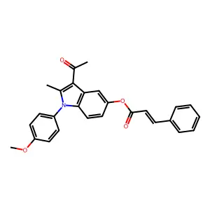 3-acetyl-1-(4-methoxyphenyl)-2-methyl-1H-indol-5-yl 3-phenylacrylate structure