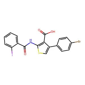 4-(4-Bromophenyl)-2-[(2-iodobenzoyl)amino]-3-thiophenecarboxylic acid structure