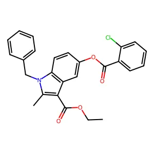 Ethyl 1-benzyl-5-(2-chlorobenzoyl)oxy-2-methylindole-3-carboxylate structure