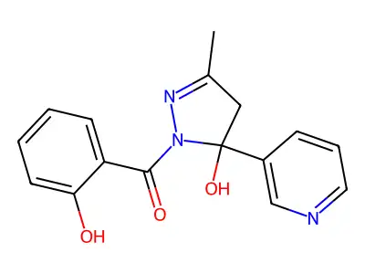 1-(2-hydroxybenzoyl)-3-methyl-5-(3-pyridinyl)-4,5-dihydro-1H-pyrazol-5-ol structure