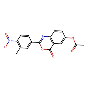 2-(3-methyl-4-nitrophenyl)-4-oxo-4H-3,1-benzoxazin-6-yl acetate structure