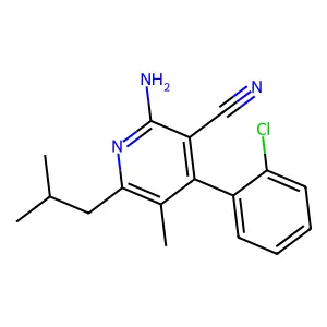 2-Amino-4-(2-chlorophenyl)-5-methyl-6-(2-methylpropyl)-3-pyridinecarbonitrile structure