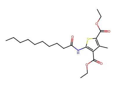 Diethyl 5-(decanoylamino)-3-methylthiophene-2,4-dicarboxylate structure