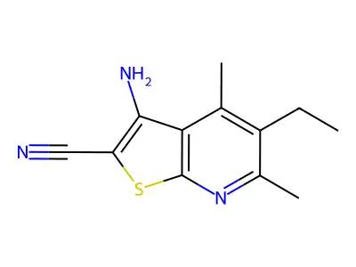 3-Amino-5-ethyl-4,6-dimethylthieno[2,3-b]pyridine-2-carbonitrile structure
