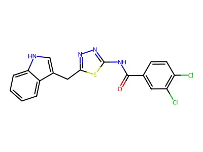 3,4-dichloro-N-[5-(1H-indol-3-ylmethyl)-1,3,4-thiadiazol-2-yl]benzamide structure