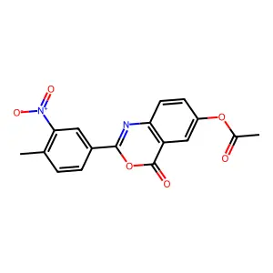 2-(4-methyl-3-nitrophenyl)-4-oxo-4H-3,1-benzoxazin-6-yl acetate structure