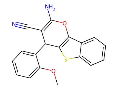 2-Amino-4-(2-methoxyphenyl)-4H-[1]Benzothieno[3,2-b]pyran-3-carbonitrile structure
