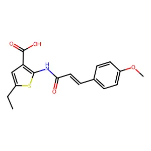 5-Ethyl-2-{[3-(4-methoxyphenyl)acryloyl]amino}-3-thiophenecarboxylic acid structure