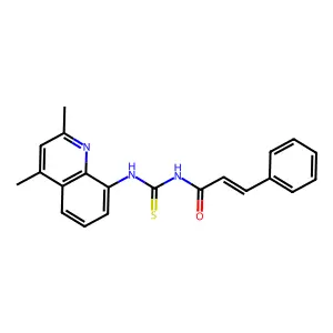 (E)-N-[(2,4-dimethylquinolin-8-yl)carbamothioyl]-3-phenylprop-2-enamide structure