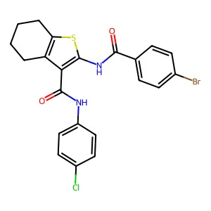 2-[(4-bromobenzoyl)amino]-N-(4-chlorophenyl)-4,5,6,7-tetrahydro-1-benzothiophene-3-carboxamide structure
