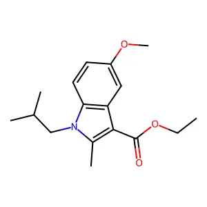 Ethyl 5-methoxy-2-methyl-1-(2-methylpropyl)indole-3-carboxylate structure