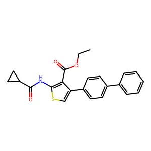 Ethyl 2-(cyclopropanecarbonylamino)-4-(4-phenylphenyl)thiophene-3-carboxylate structure