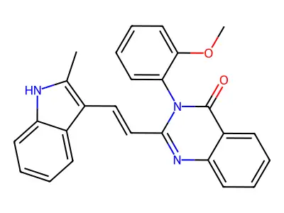 3-(2-methoxyphenyl)-2-[(E)-2-(2-methyl-1H-indol-3-yl)ethenyl]quinazolin-4-one structure