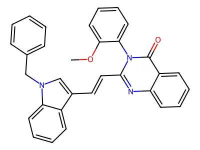 2-[(E)-2-(1-benzylindol-3-yl)ethenyl]-3-(2-methoxyphenyl)quinazolin-4-one structure