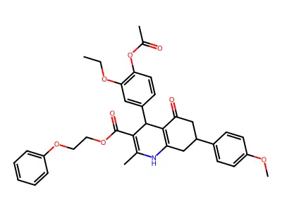 2-phenoxyethyl 4-[4-(acetyloxy)-3-ethoxyphenyl]-7-(4-methoxyphenyl)-2-methyl-5-oxo-1,4,5,6,7,8-hexahydroquinoline-3-carboxylate structure